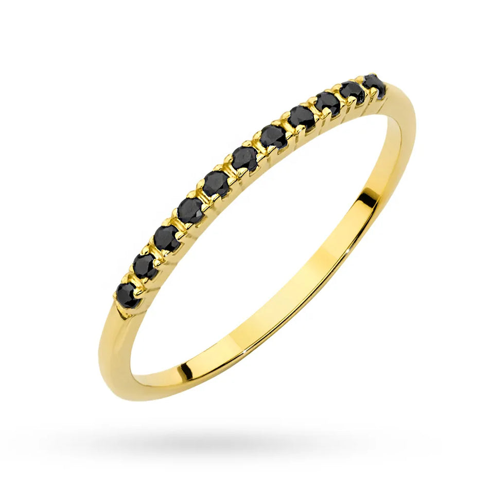Gold Ring with 0.095ct Black diamonds
