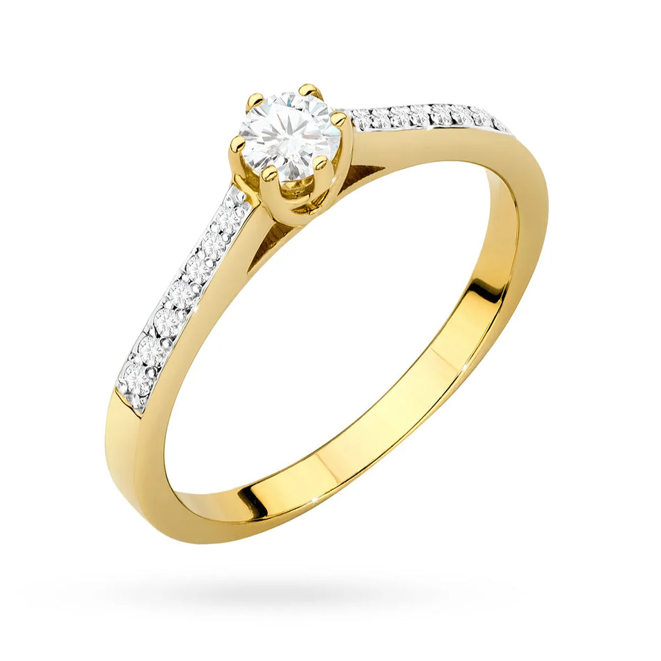 Goldring mit 0,20 ct und 0,092 ct Diamanten