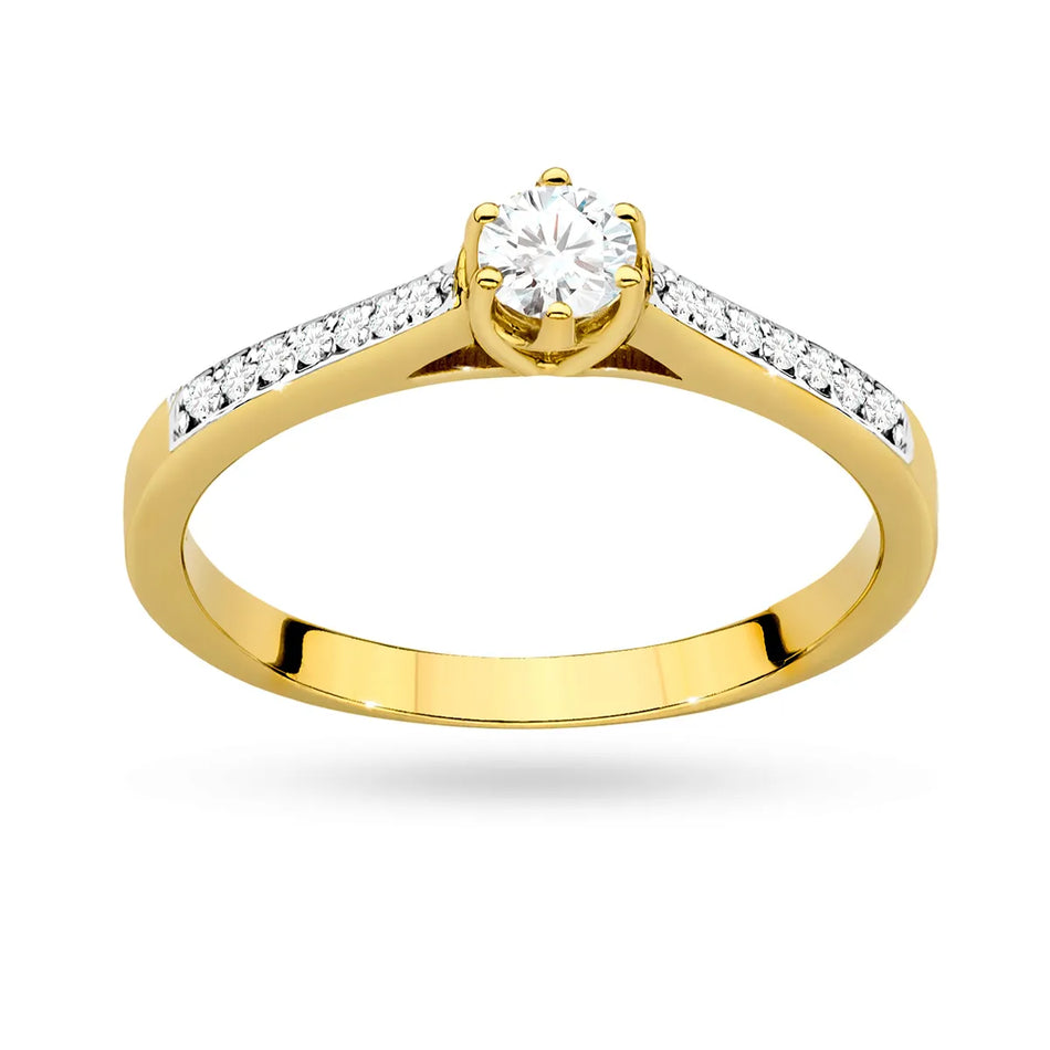 Goldring mit 0,20 ct und 0,092 ct Diamanten