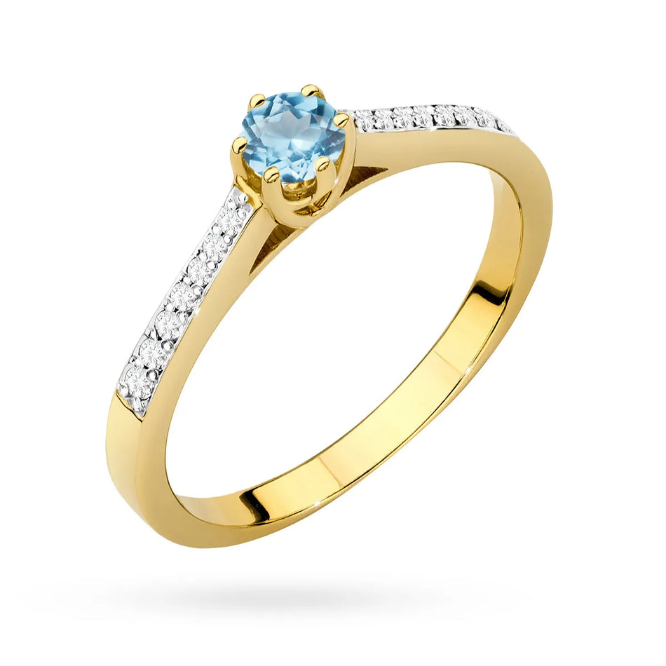 Goldring mit 0,25 ct Topas und 0,092 ct Diamanten