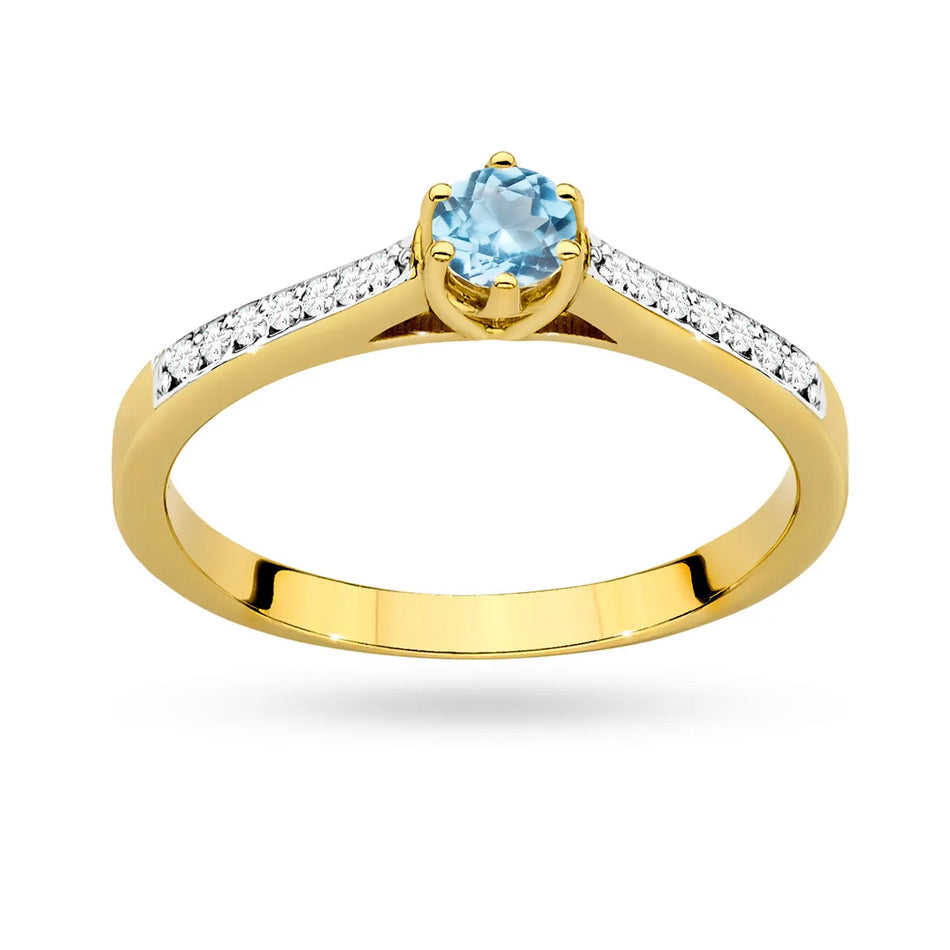 Goldring mit 0,25 ct Topas und 0,092 ct Diamanten