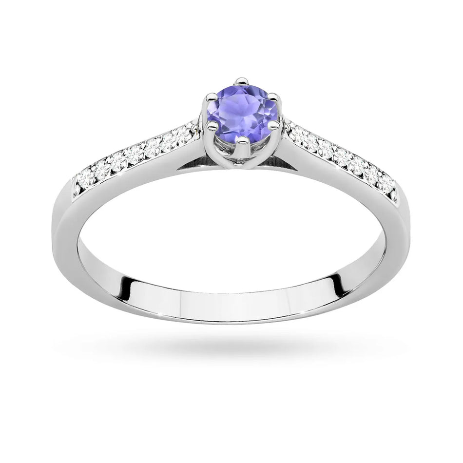 Goldring mit 0,35 ct Tansanit und 0,092 ct Diamanten