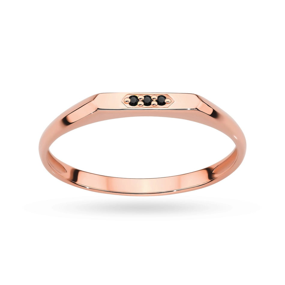 Goldring mit 0,015 ct schwarzen Diamanten