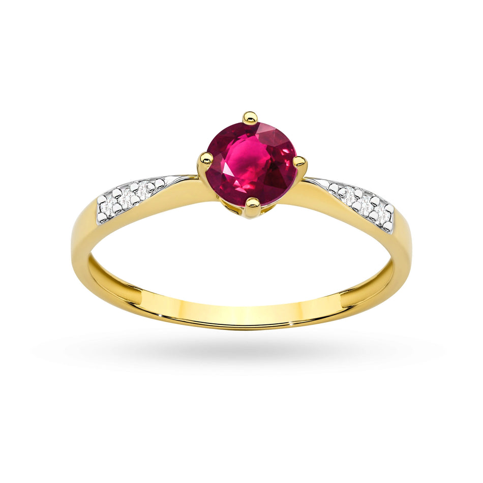 Gold Ring with Red Zirconia