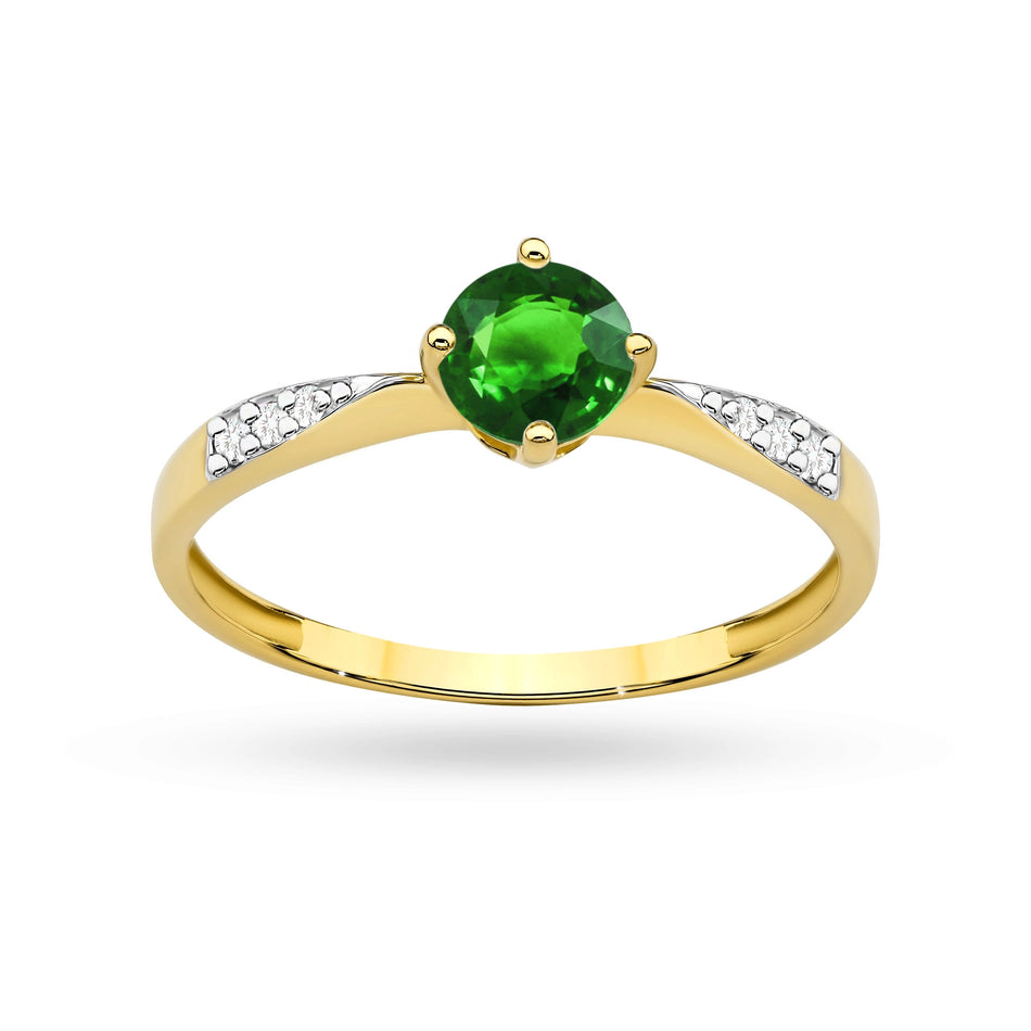 Gold Ring with Green Zirconia