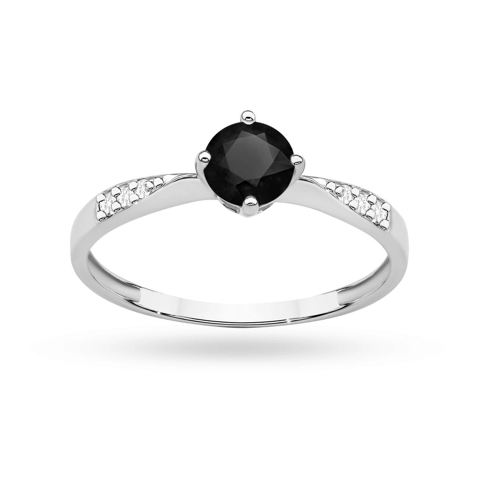 Gold Ring with 0.50ct Black diamond and 0.068ct Diamonds