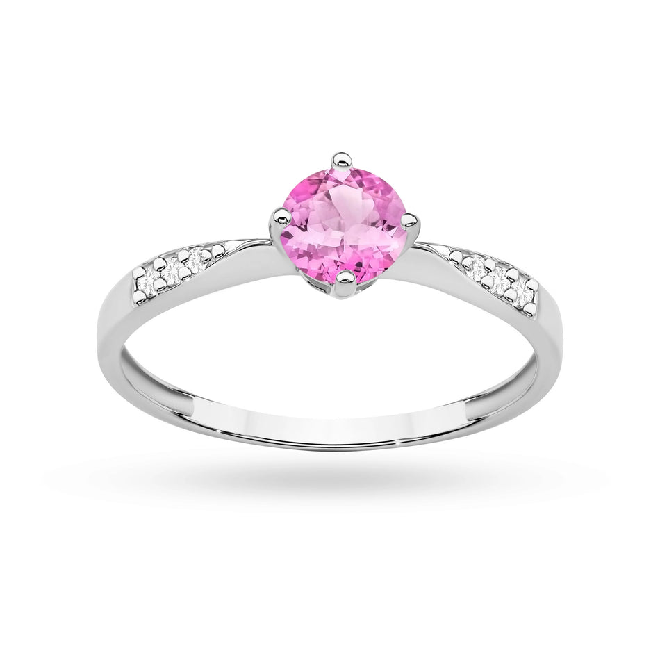 Goldring mit 0,50 ct Pinktopas und 0,068 ct Diamanten