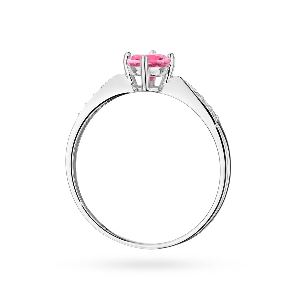 Goldring mit 0,50 ct Pinktopas und 0,068 ct Diamanten