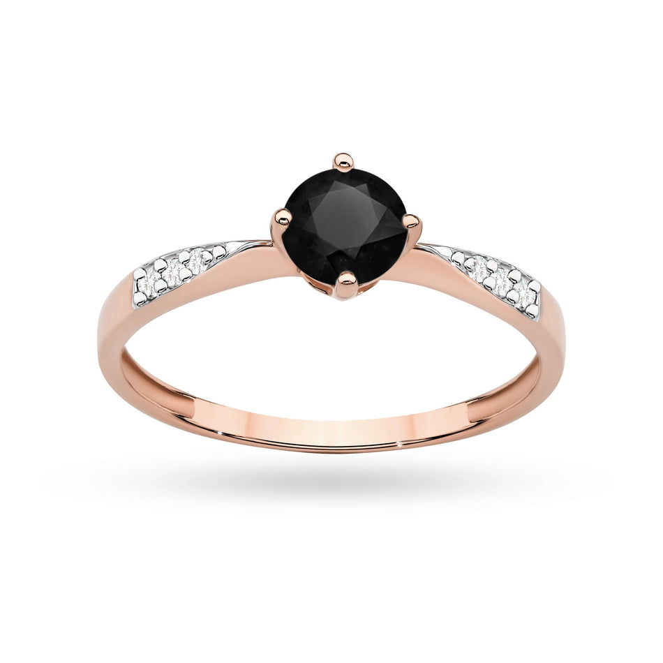 Gold Ring with 0.50ct Black diamond and 0.068ct Diamonds