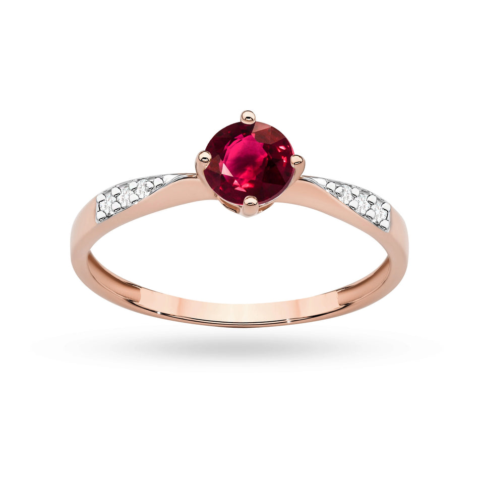 Gold Ring with 0.60ct Ruby and 0.068ct Diamonds