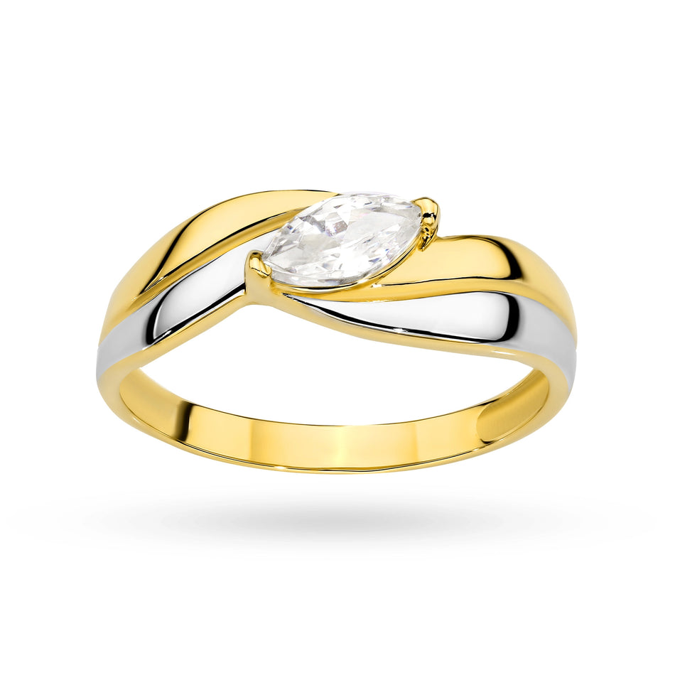 Goldring mit Zirkonia-Wellen