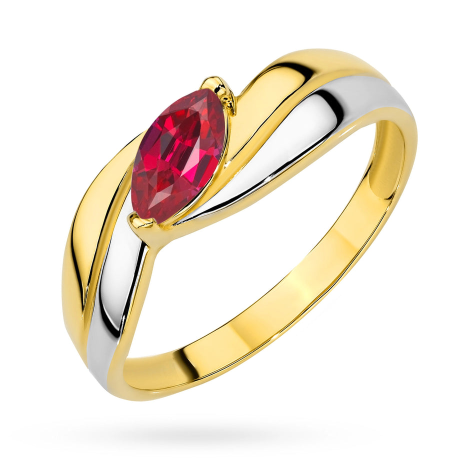Gold Ring with Red Zirconia