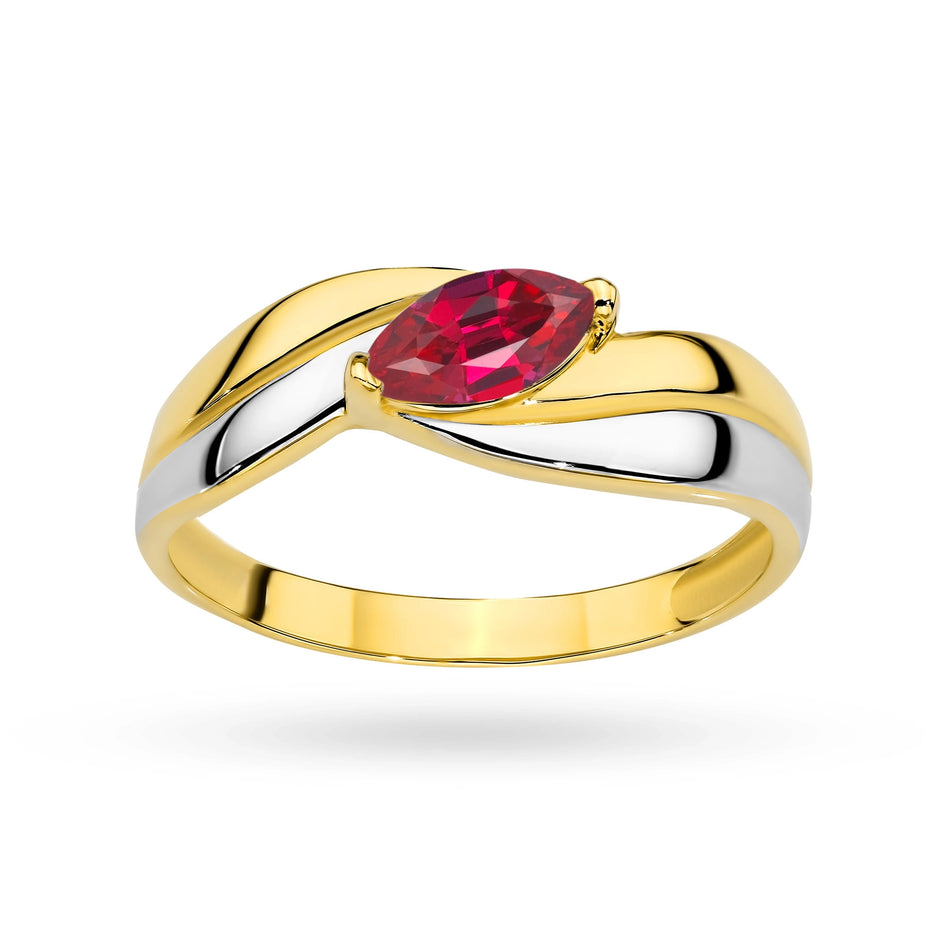 Gold Ring with Red Zirconia