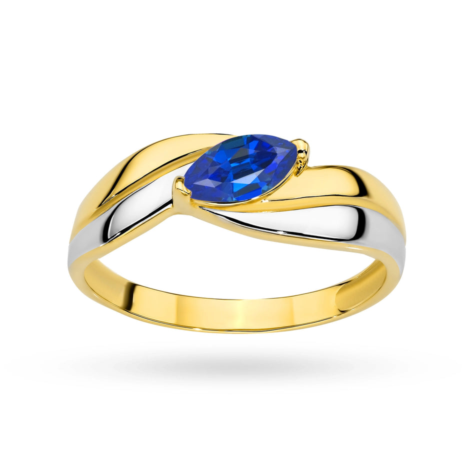 Gold Ring with Blue Zirconia
