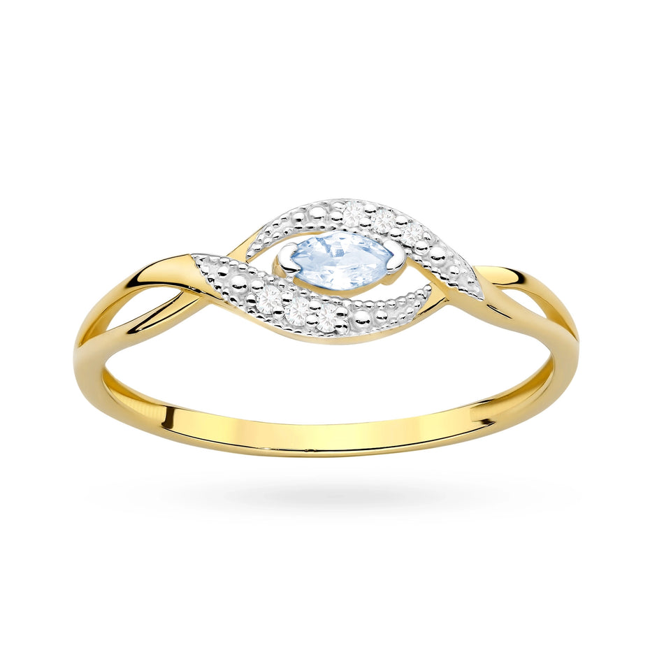 Goldring mit blauem Zirkonia