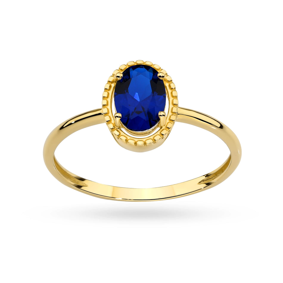 Gold Ring with Blue Zirconia