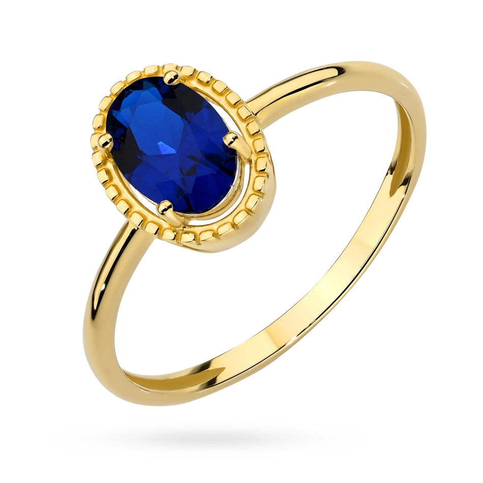 Goldring mit blauem Zirkonia