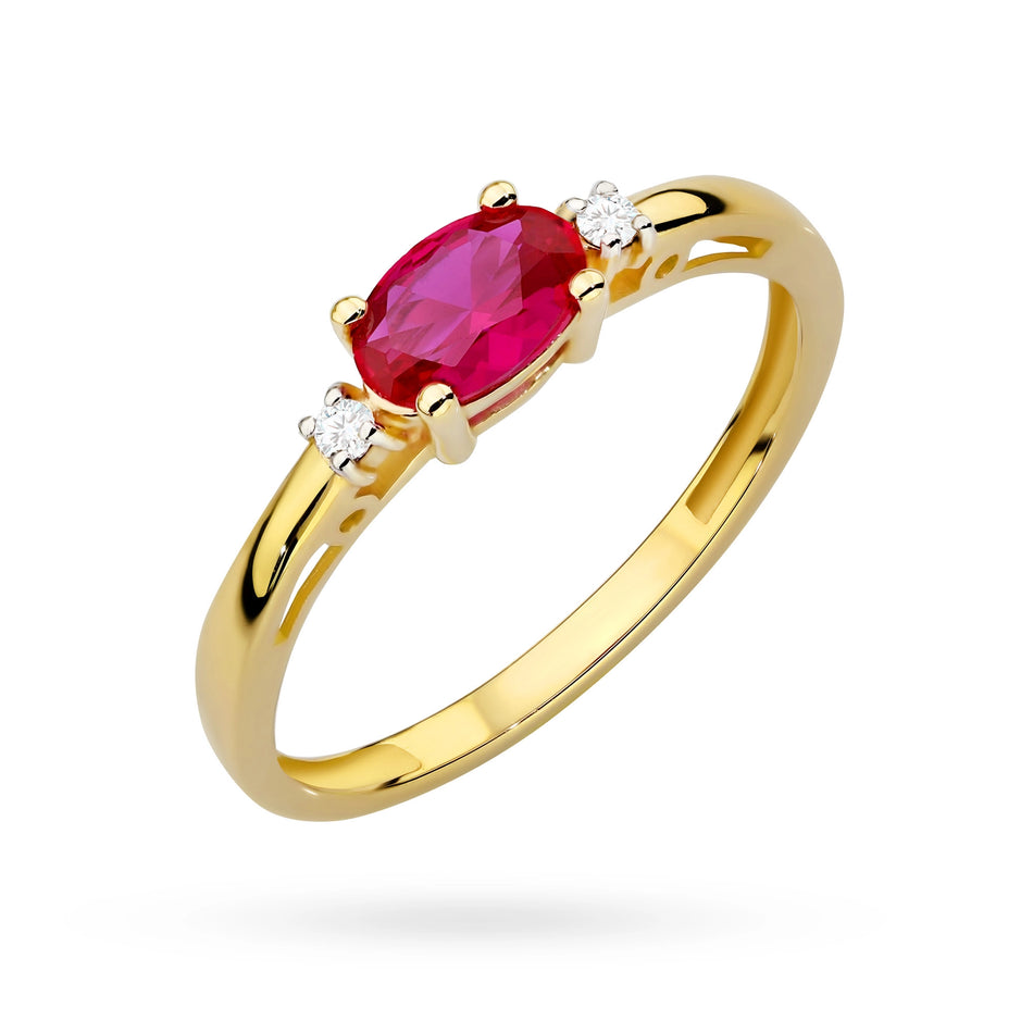 Gold Ring with Red Zirconia