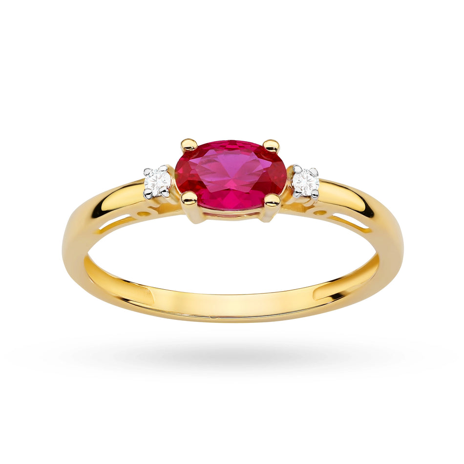 Gold Ring with Red Zirconia