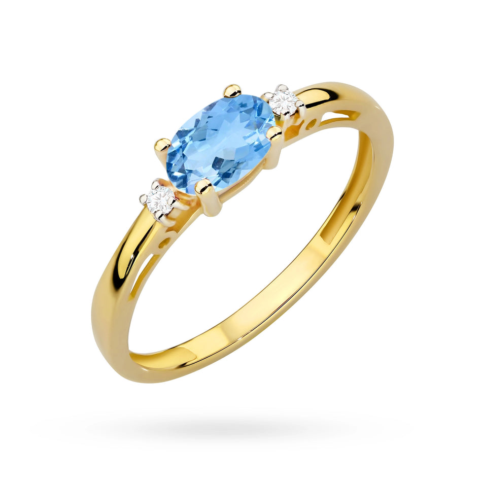 Gold Ring with Dark Blue Zirconia