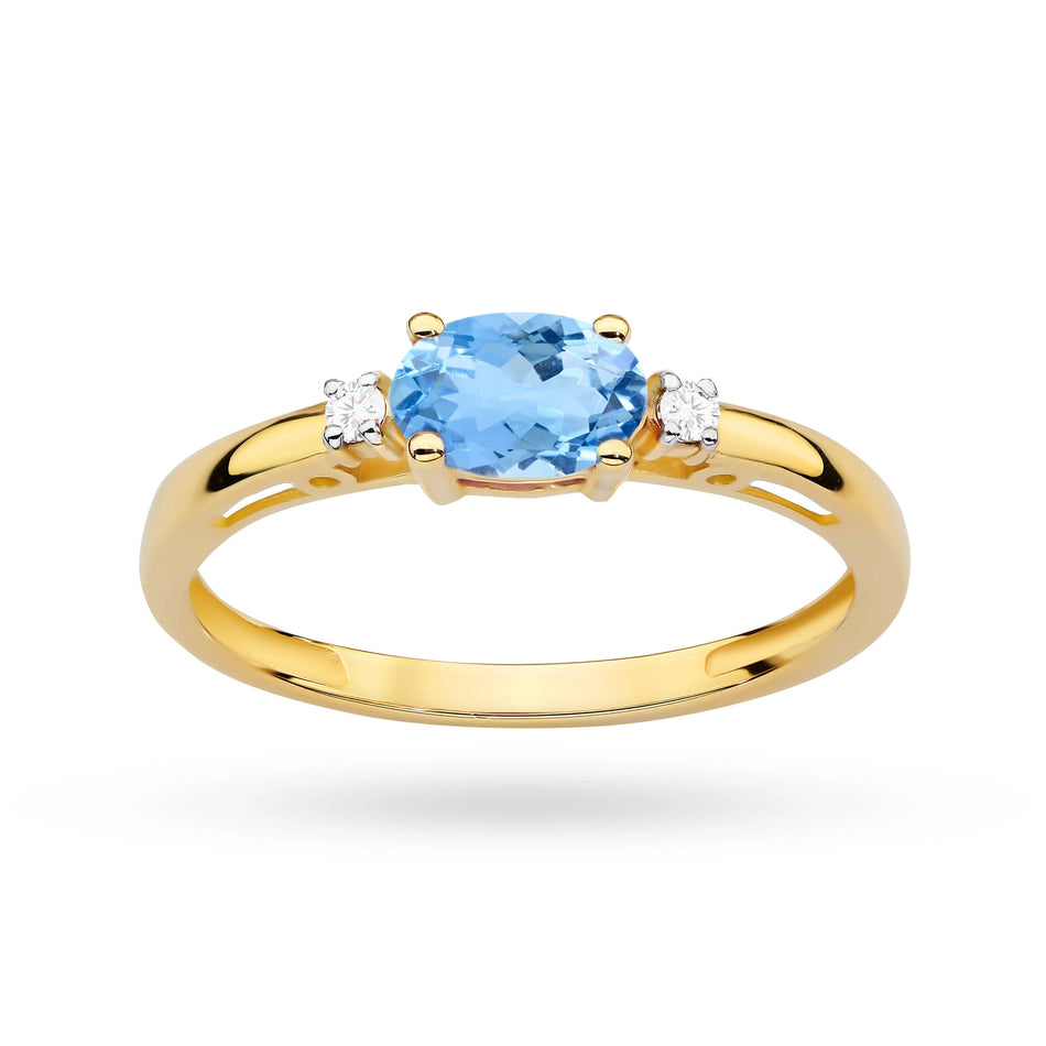 Gold Ring with Dark Blue Zirconia