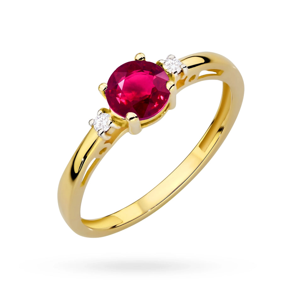 Gold Ring with Red Zirconia