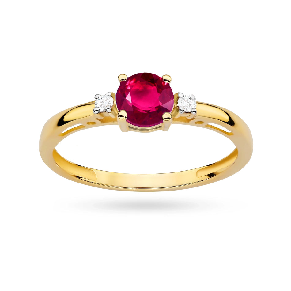 Gold Ring with Red Zirconia