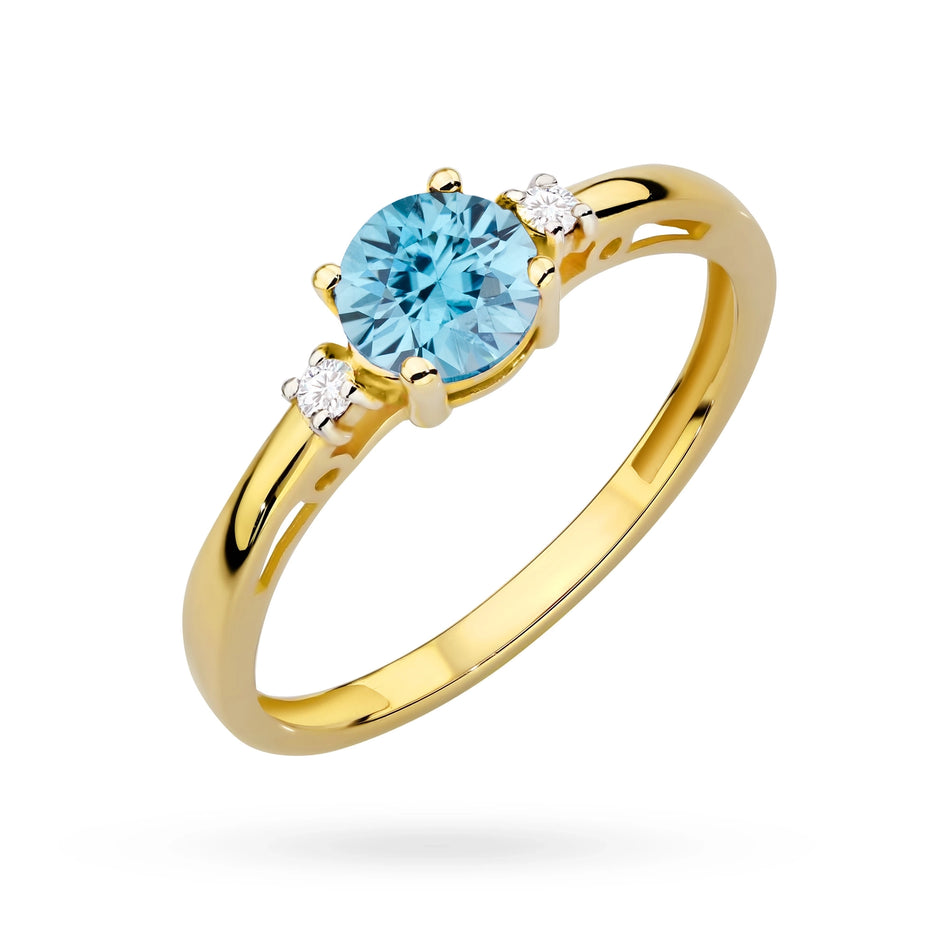 Goldring mit blauem Zirkonia