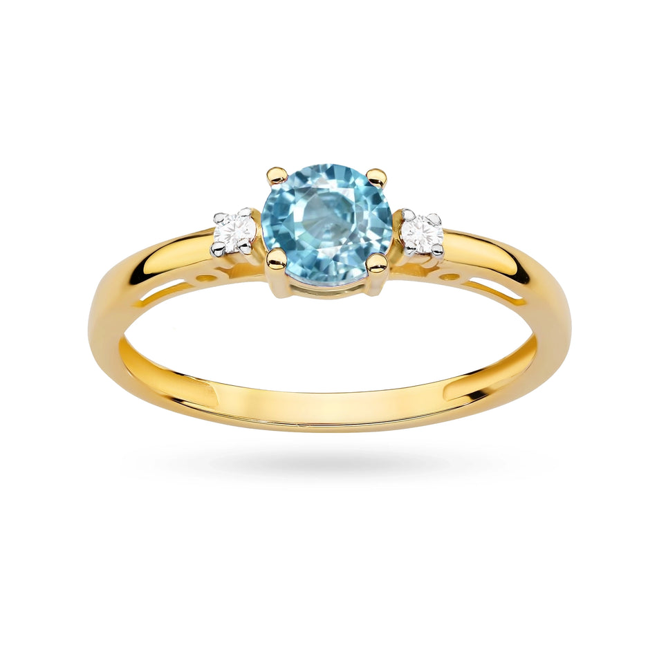 Goldring mit blauem Zirkonia