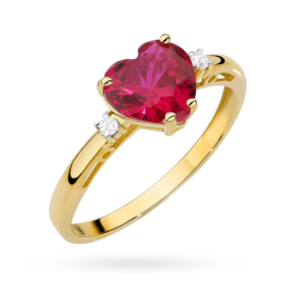Gold Ring with Red Zirconia