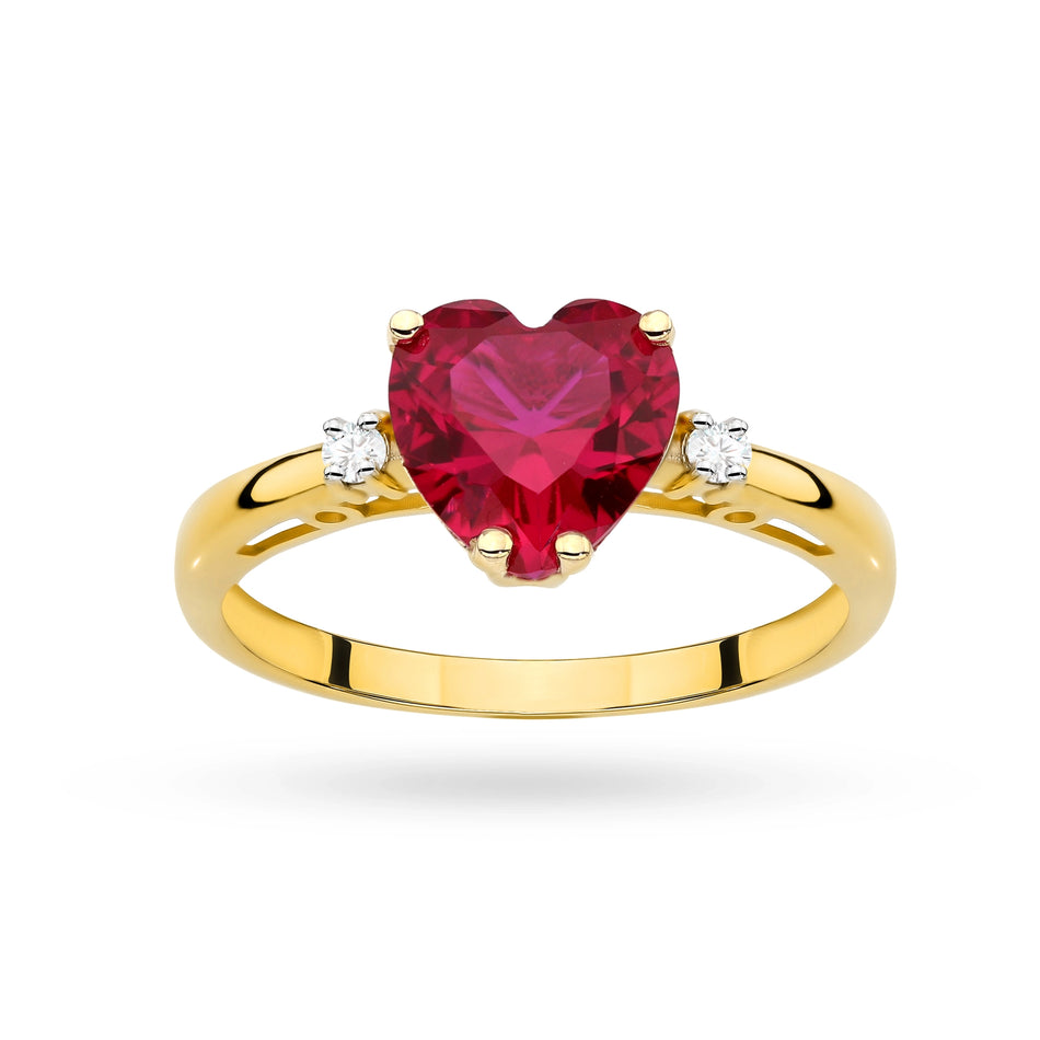 Gold Ring with Red Zirconia