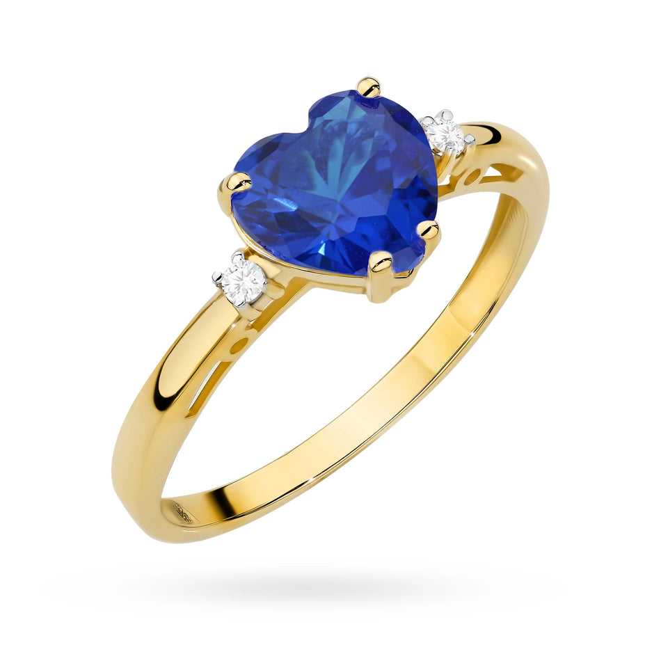 Gold Ring with Dark Blue Zirconia