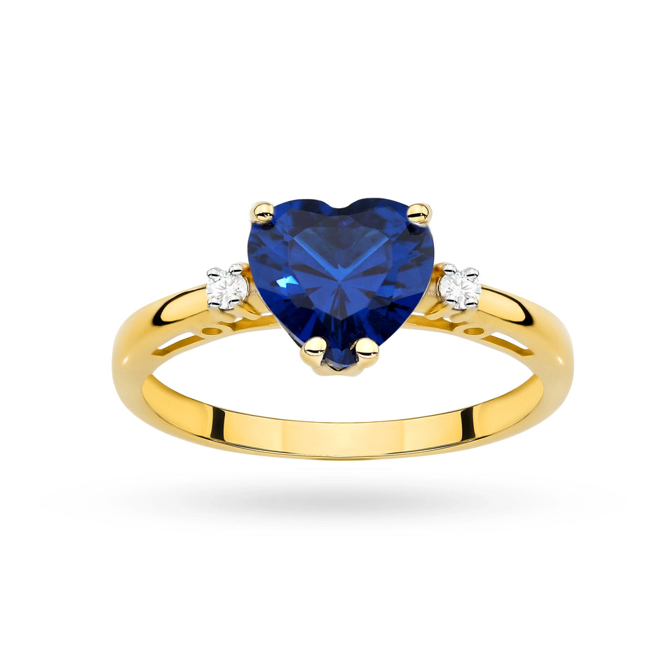 Gold Ring with Dark Blue Zirconia