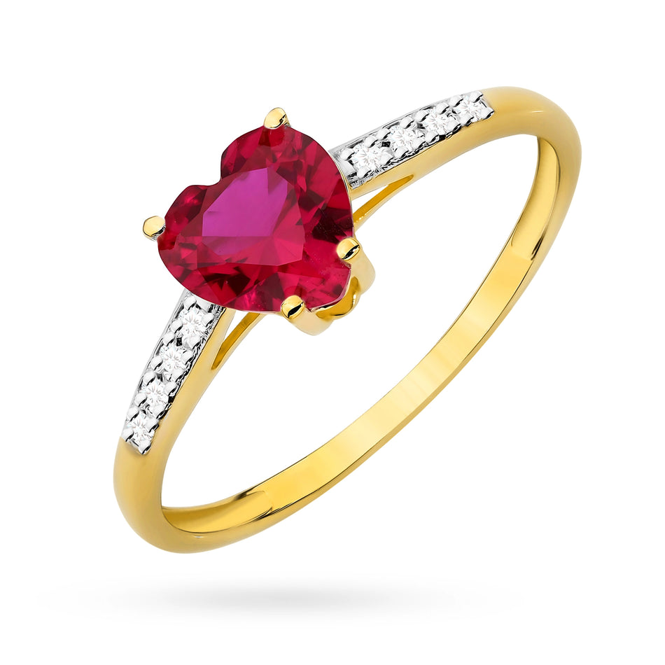 Gold Ring with Red Zirconia