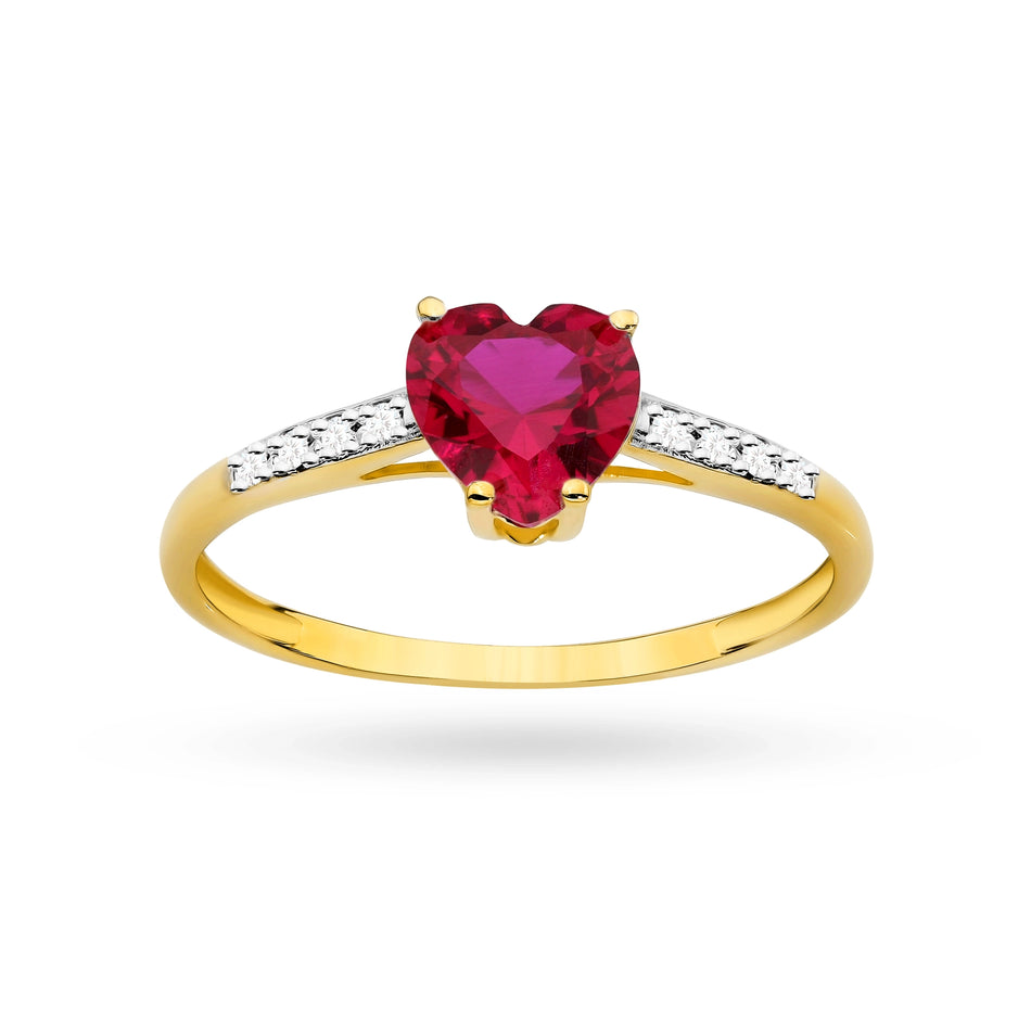 Gold Ring with Red Zirconia