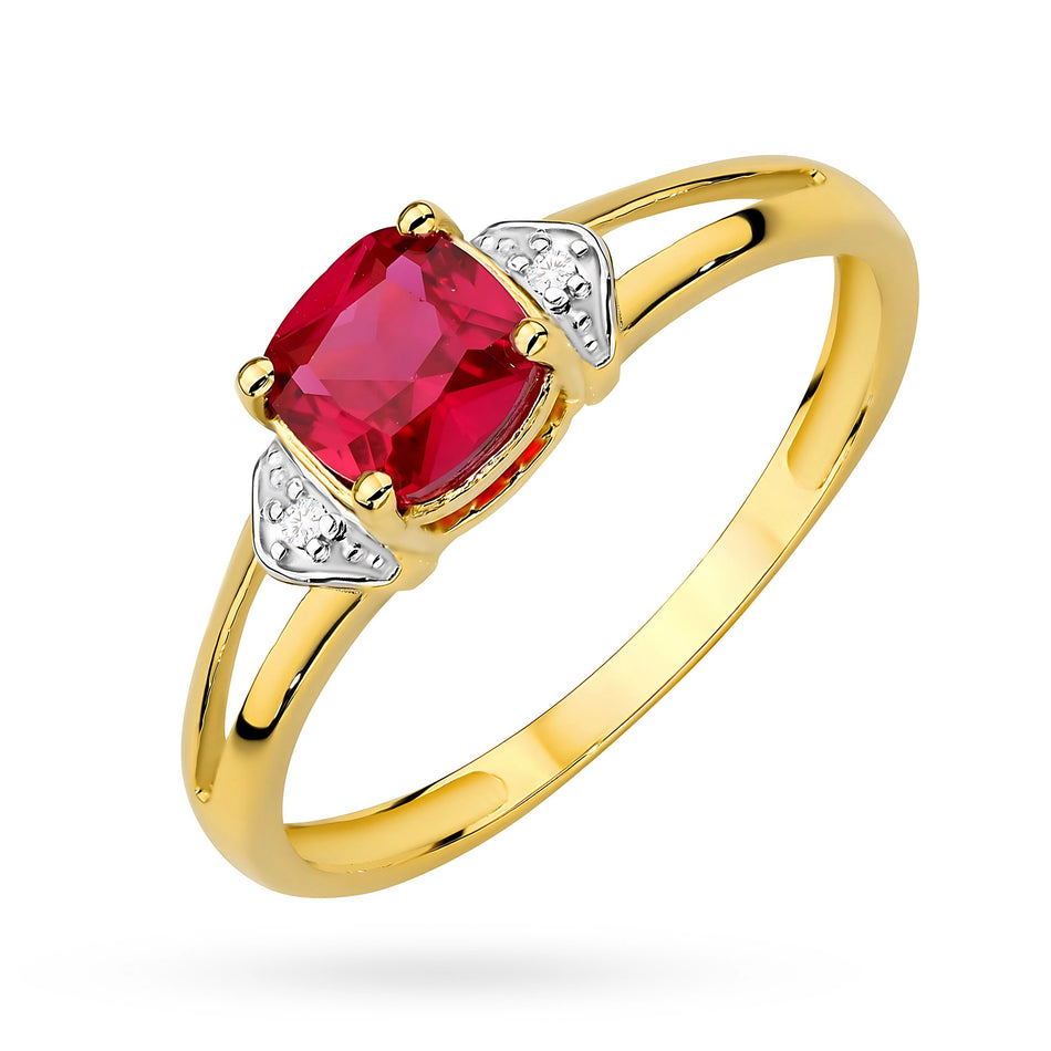 Gold Ring with Red Zirconia