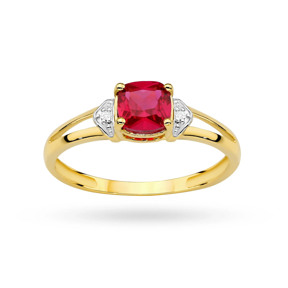 Gold Ring with Red Zirconia