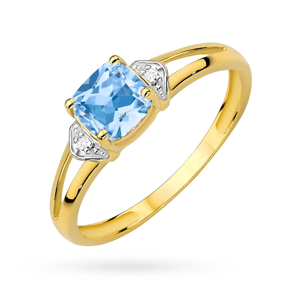 Gold Ring with Dark Blue Zirconia