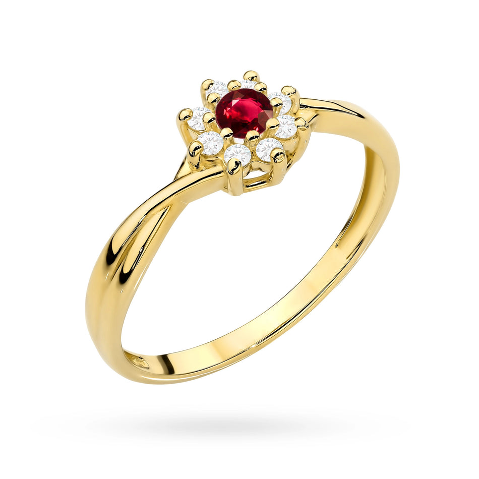Gold Ring with Red Zirconia