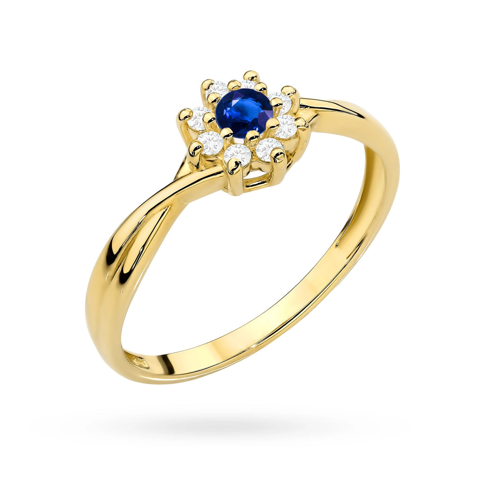 Gold Ring with Dark Blue Zirconia