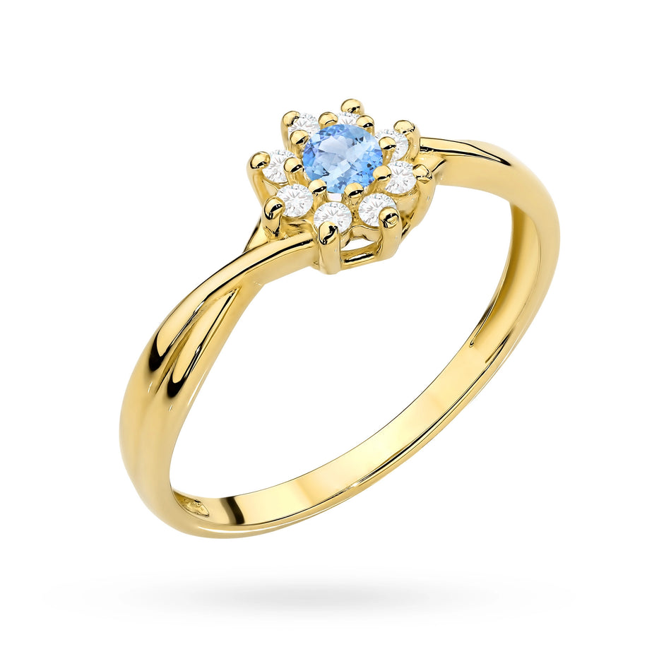 Goldring mit blauem Zirkonia