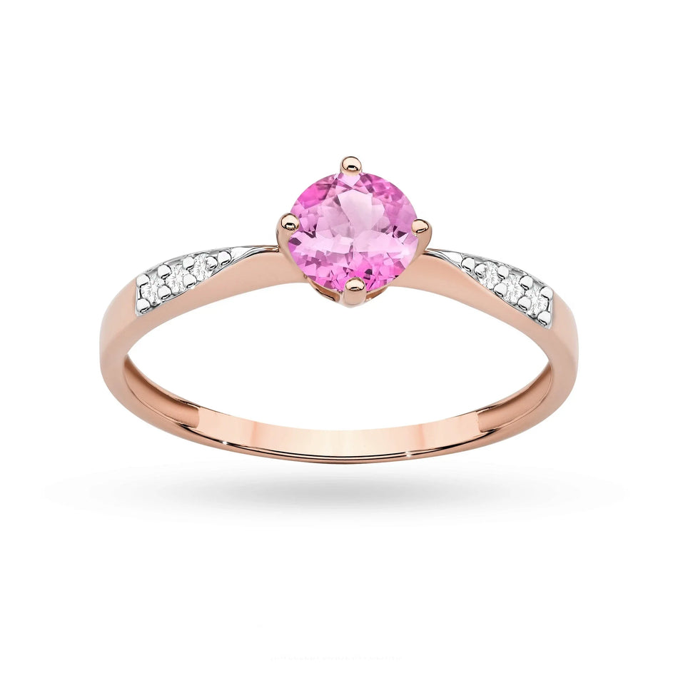 Goldring mit 0,60 ct Pinktopas und 0,068 ct Diamanten