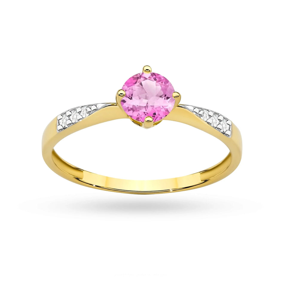 Goldring mit 0,60 ct Pinktopas und 0,068 ct Diamanten