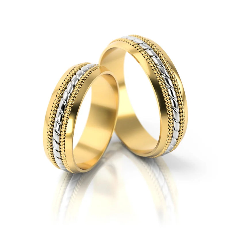 Exquisite zweifarbige Gold Eheringe 5.5mm