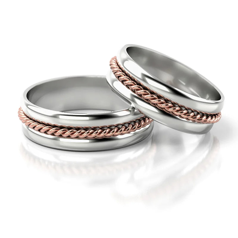 Exquisite zweifarbige Gold Eheringe 6mm