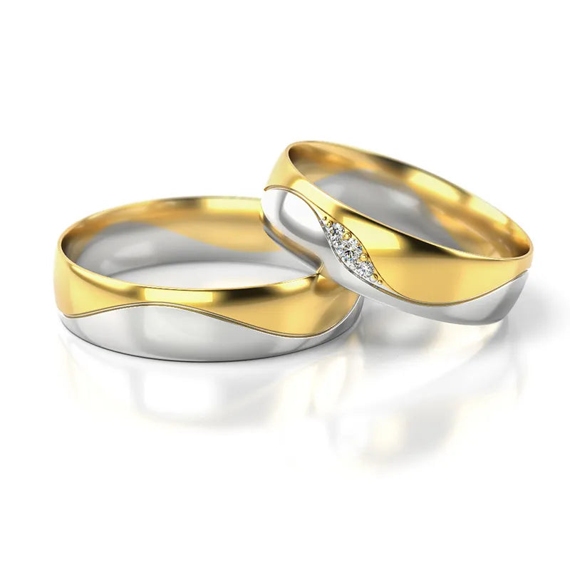 Zweifarbige Gold Eheringe mit Zirkonia 5mm