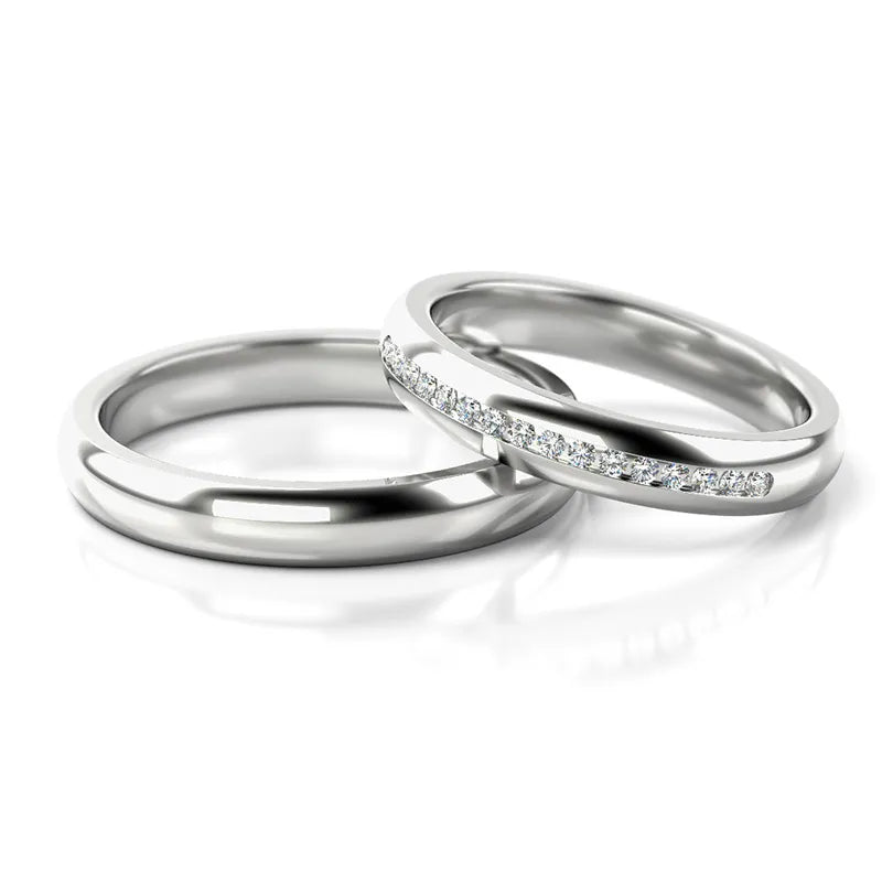 Weißgold Eheringe mit Zirkonia 3.5mm