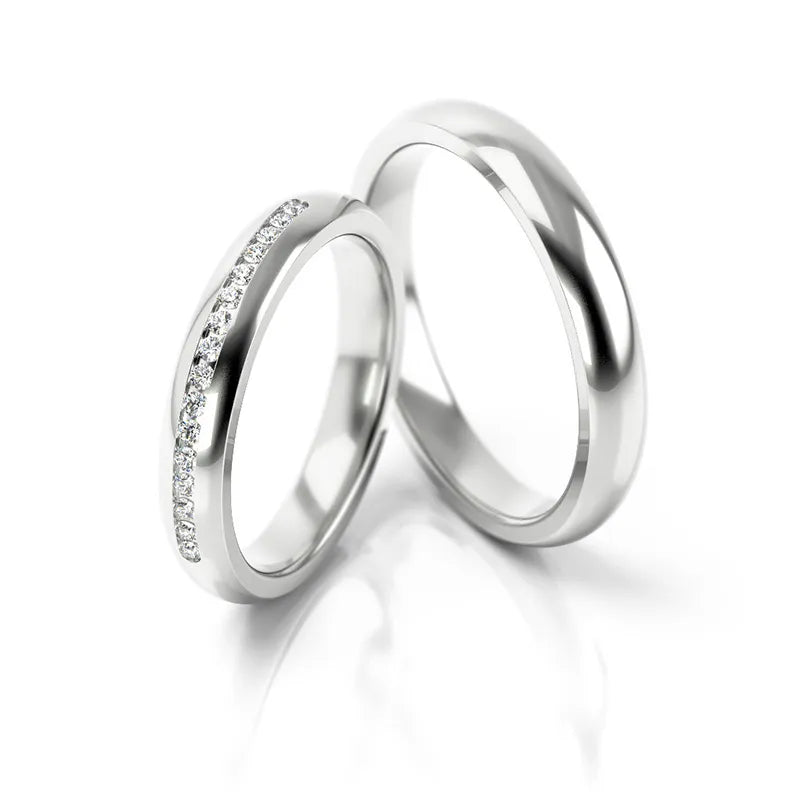 Weißgold Eheringe mit Zirkonia 3.5mm