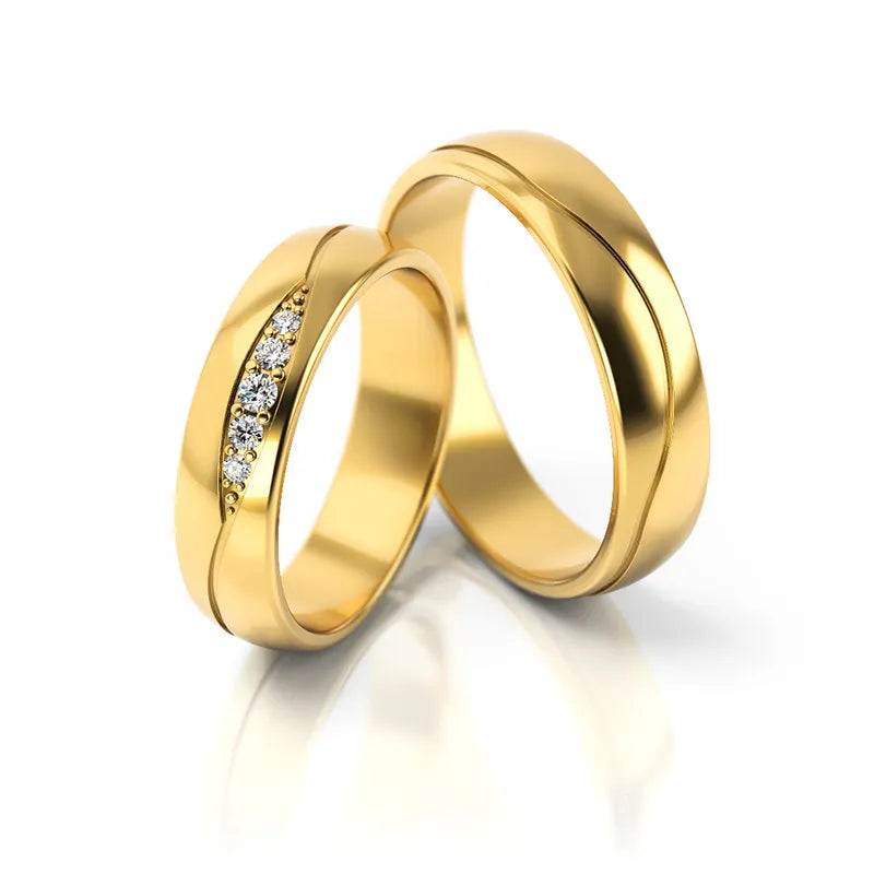 Klassische Gold Eheringe mit Zirkonia 5mm