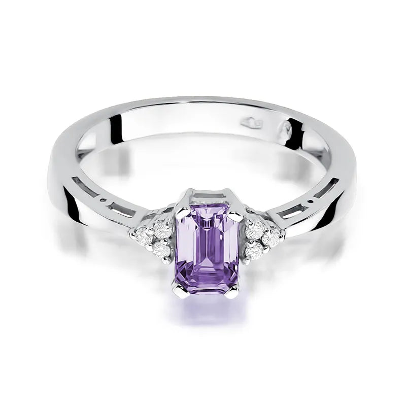 Goldring mit 0,50 ct Amethyst und Diamanten